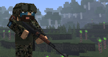 Un soldat en tenue camouflée, fusil en main