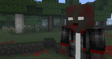Un zombie en chemise ensanglantée